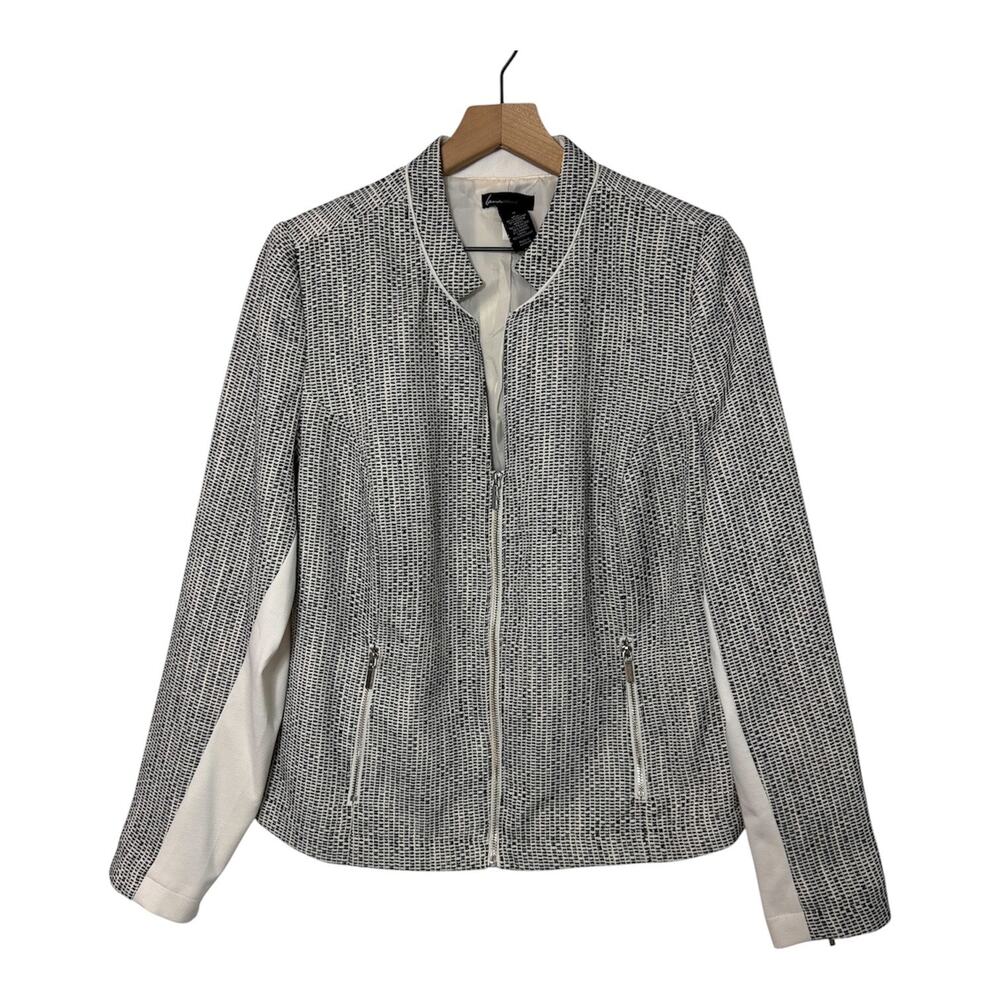 Lane Bryant Black White Zip Up Jacket Size 18 NWT